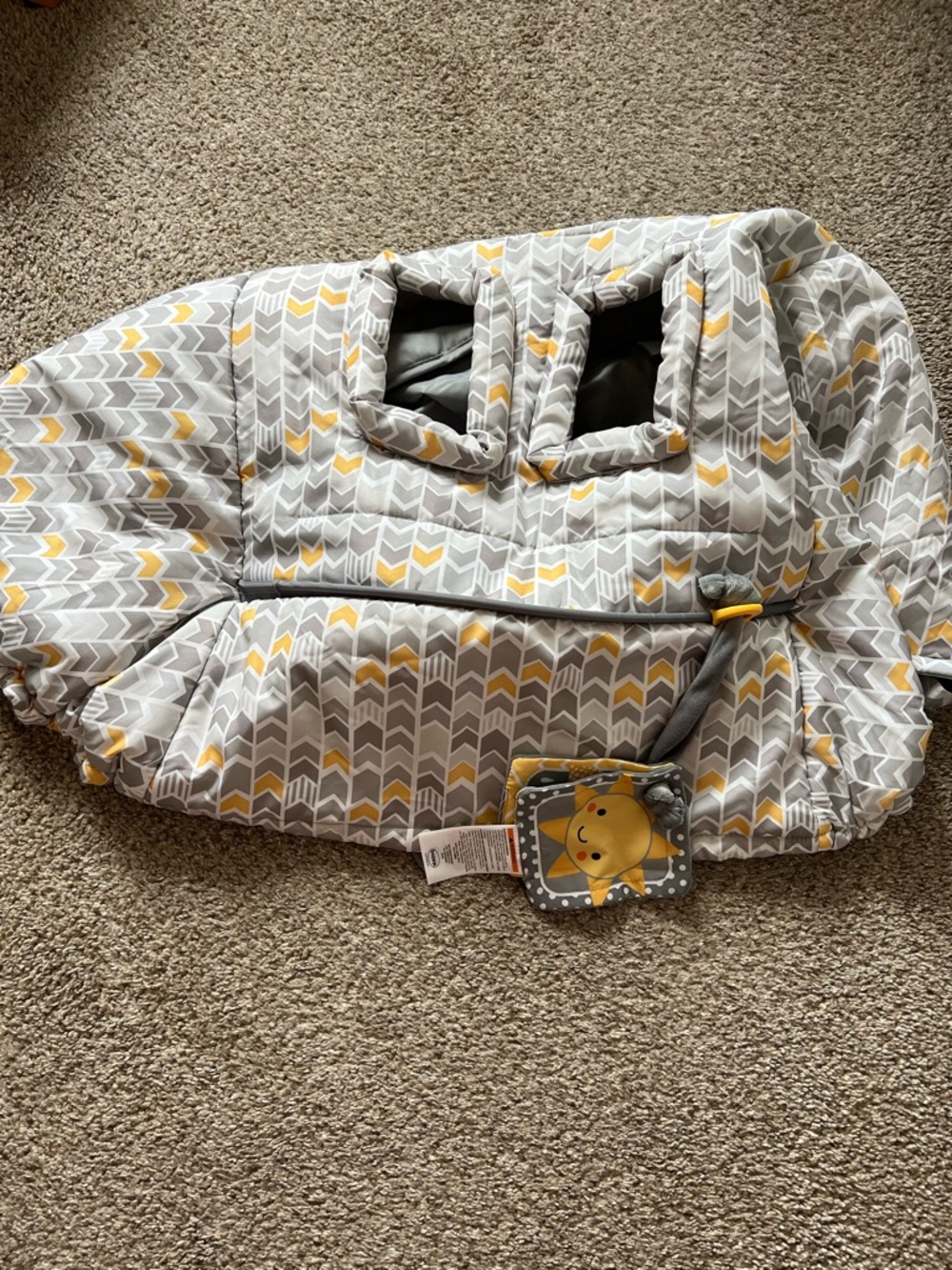 Gray and Yellow Chevron Baby shopping cart cover